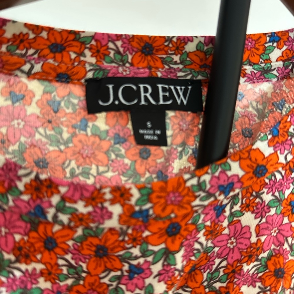 J. Crew Red and Pink Floral Long Sleeve Top - Picture 2 of 4